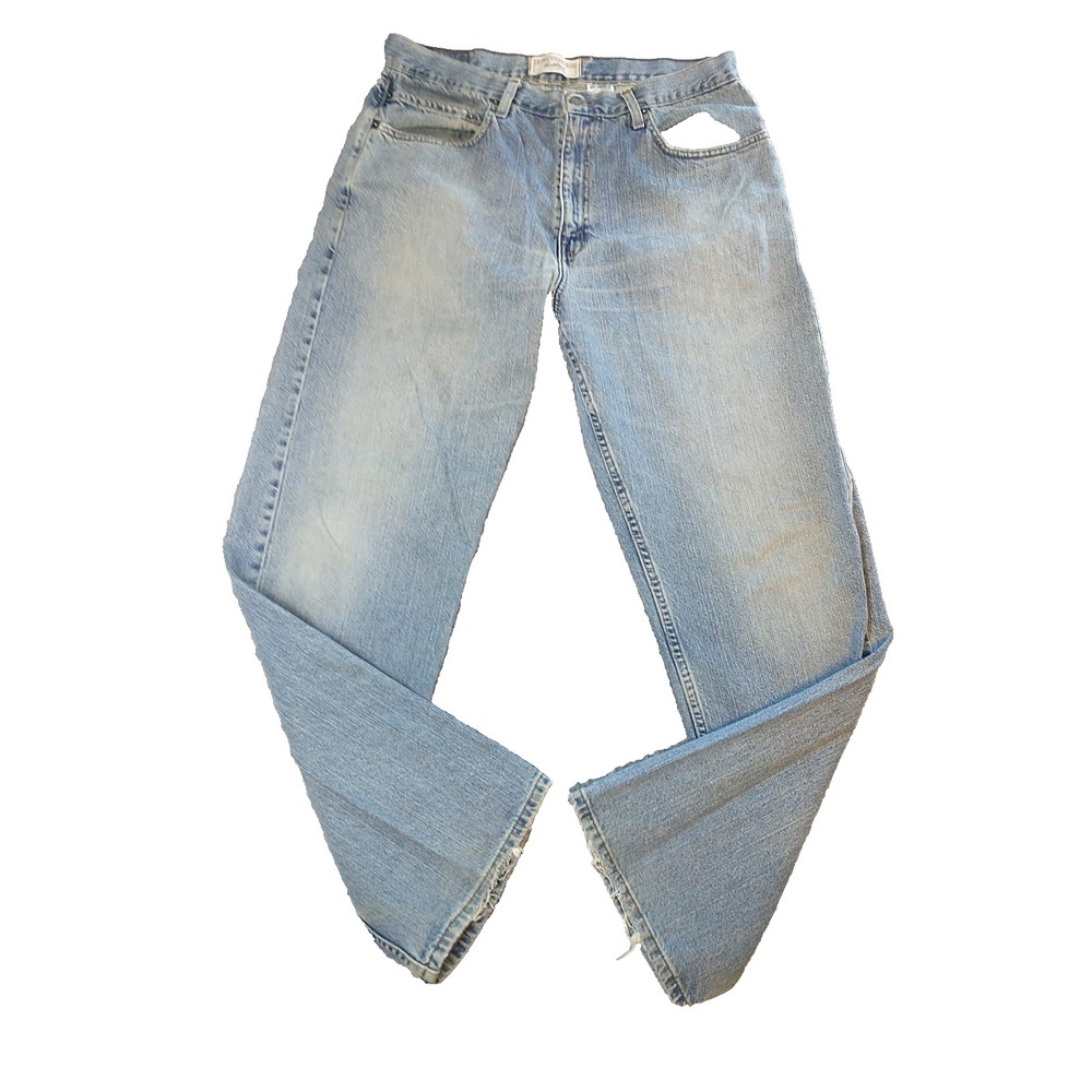 Levi Strauss Signature Mens Loose Straight Jeans Light Wash Blue 34x32 Relaxed